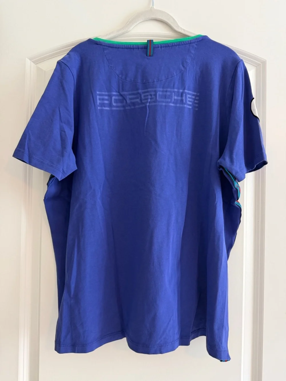 Porsche Martini Racing Blue V-Neck Shirt with Patches Women’s XL - Picture 6 of 7